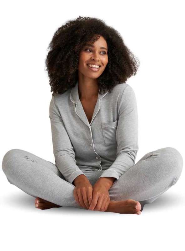 Pyjamas set av enfärgad grå bambu PY