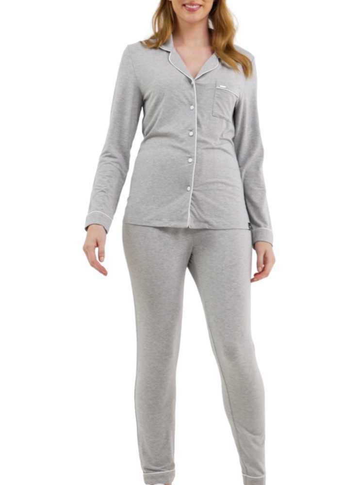 Pyjamas set av enfärgad grå bambu PY