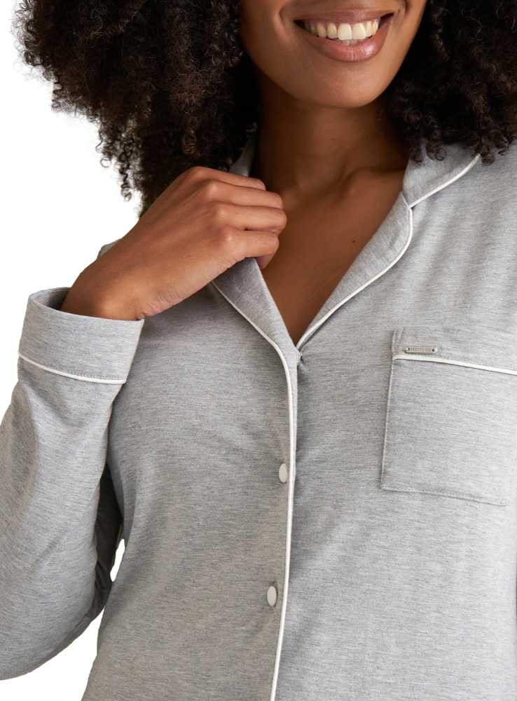 Pyjamas set av enfärgad grå bambu PY