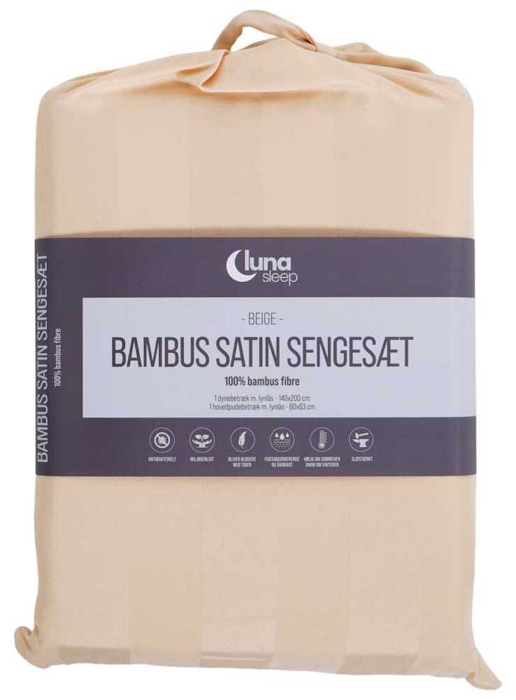Bäddset i bambu, påslakan och örngot av bambu, beige
