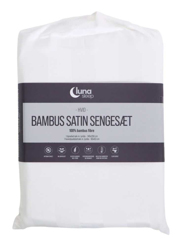 Bäddset i bambu, påslakan och örngot av bambu, vit