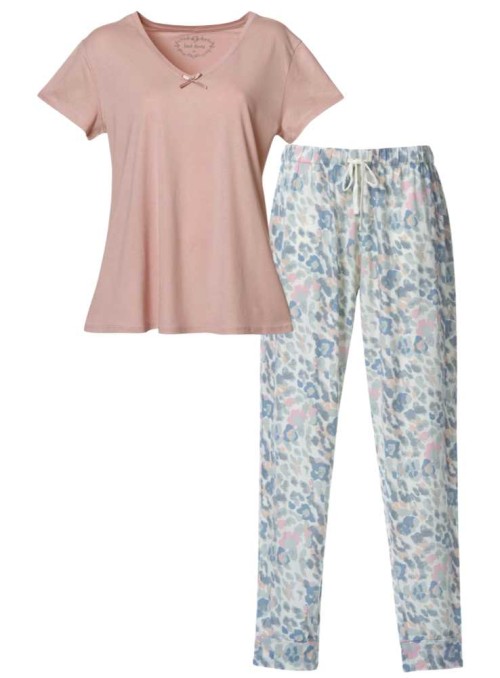 Strl. XL pyjamas set av bambu, rosa topp och byxor Akvarel