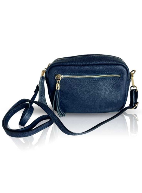 Liten crossover läderväska marin
