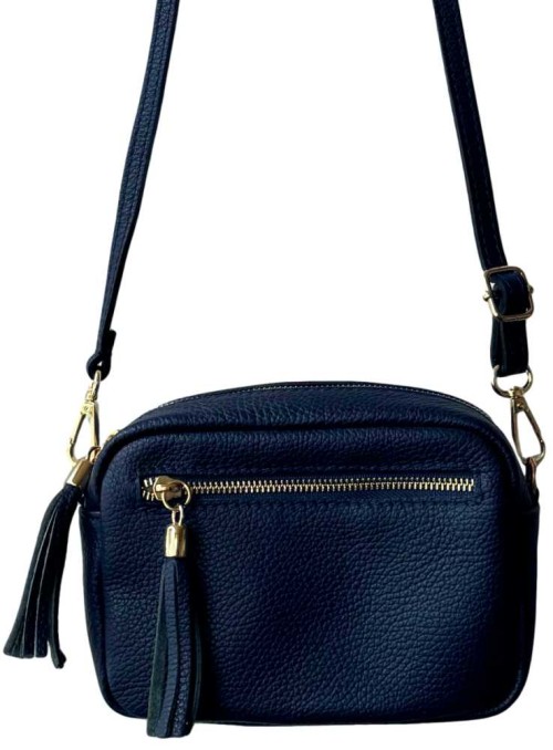 Liten crossover läderväska marin