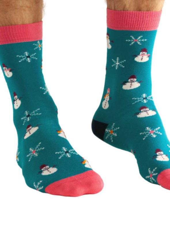 Bambu strumpor herr Snowman med ekologisk bomull och ketlad tå