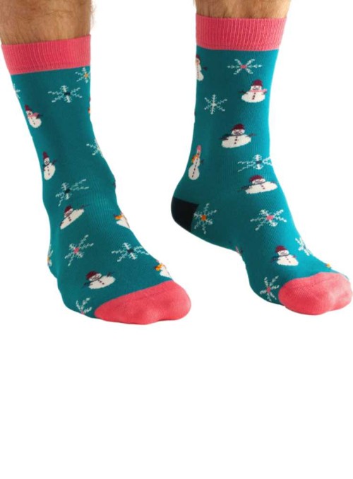 Bambu strumpor herr Snowman med ekologisk bomull och ketlad tå