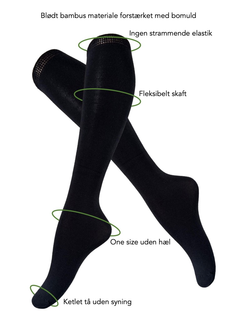 Svarta knästrumpor av bambu från Kilde