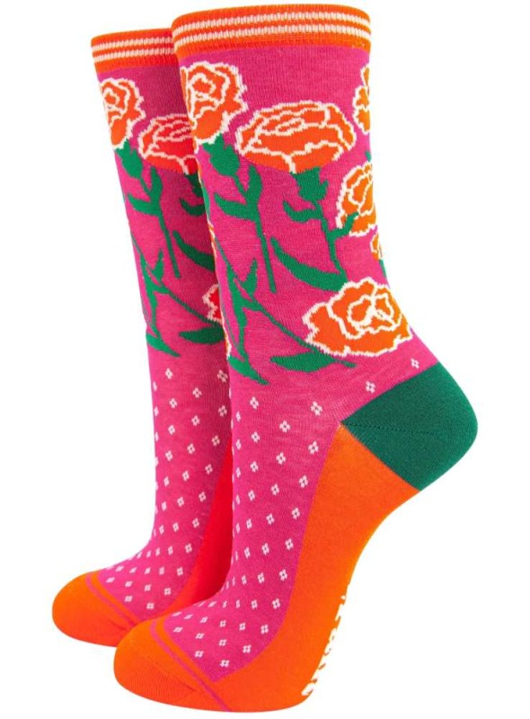 Bambustrumpor Carnation, dam, från Sock Talk