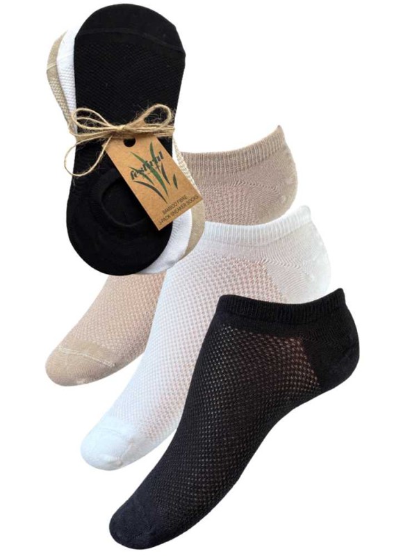 3-pack enfärgad mix bambustrumpa i sneakersmodell från Festival
