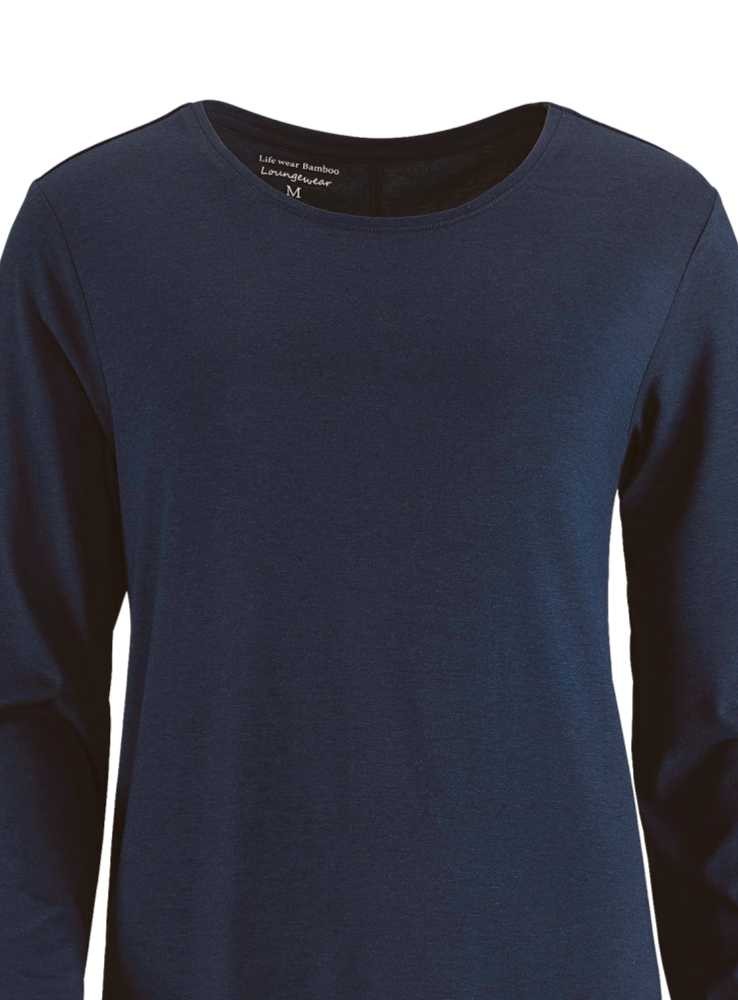 Nattlinne i bambu med långa ärmar, marin