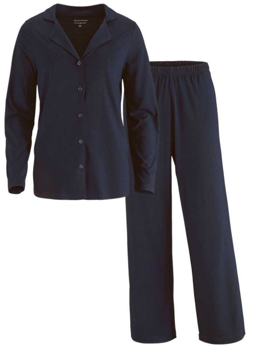 Pyjamaset i bambu, nattlinne och byxor marin