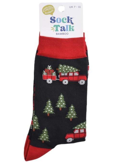 Bambustrumpor med julgran på bilen, herr, från Sock Talk