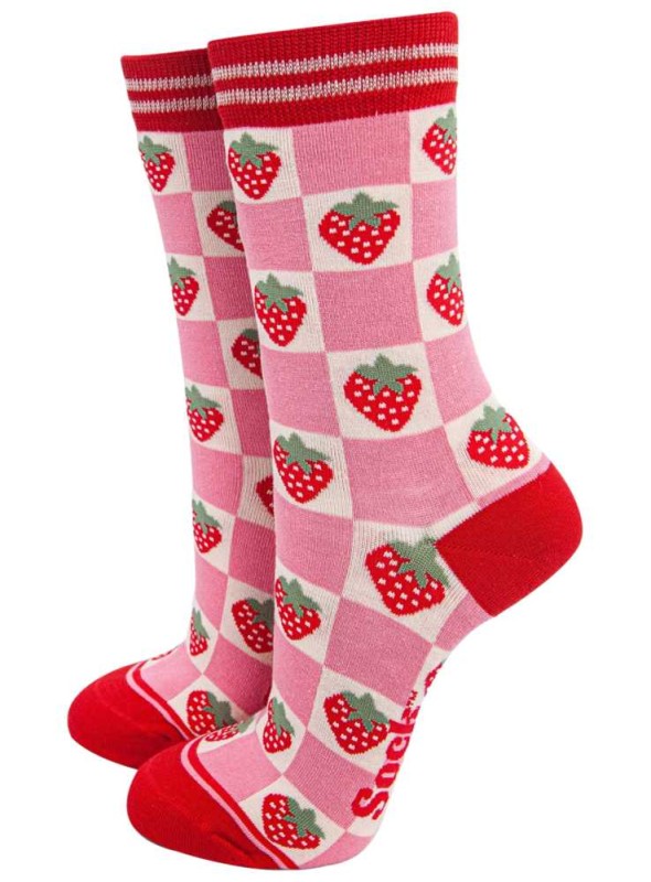 Bambustrumpor jordgubbar, dam, från Sock Talk