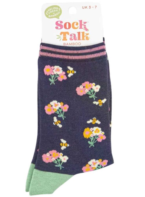 Bambustrumpor blommor och bin, dam, från Sock Talk