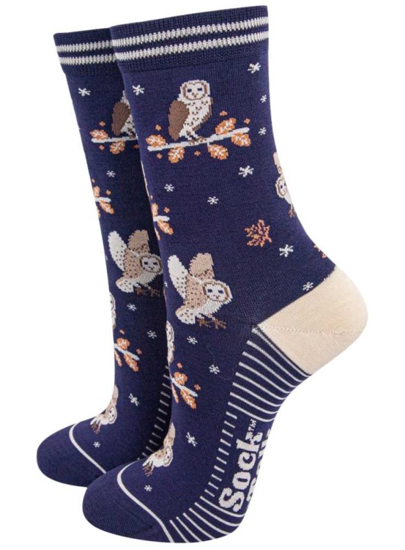 Bambustrumpor med ugglor, dam, från Sock Talk