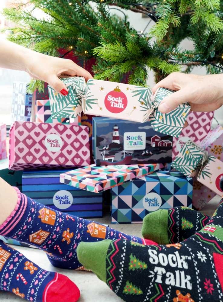 Bambusockor i presentask, julgransprydnader, herr, från Sock Talk