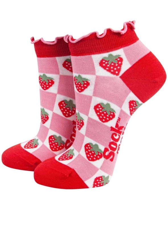 Strumpa av bambu med kort skaft, jordgubbar, dam, från Sock Talk