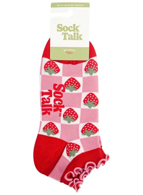 Strumpa av bambu med kort skaft, jordgubbar, dam, från Sock Talk