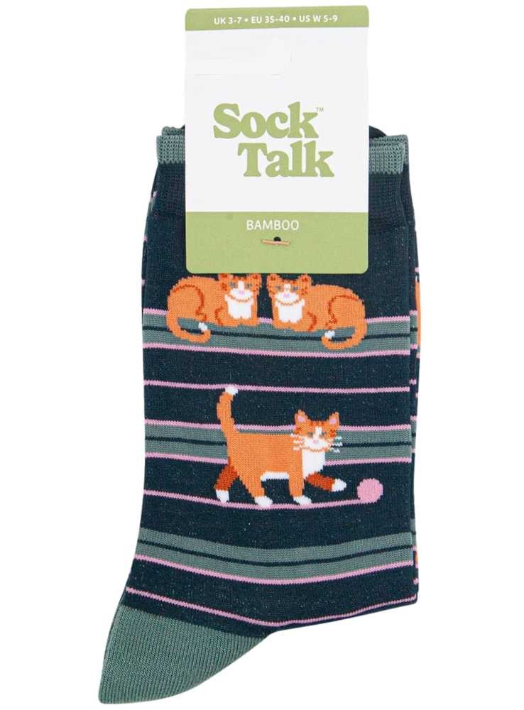 Bambusockor med katter, dam, från Sock Talk