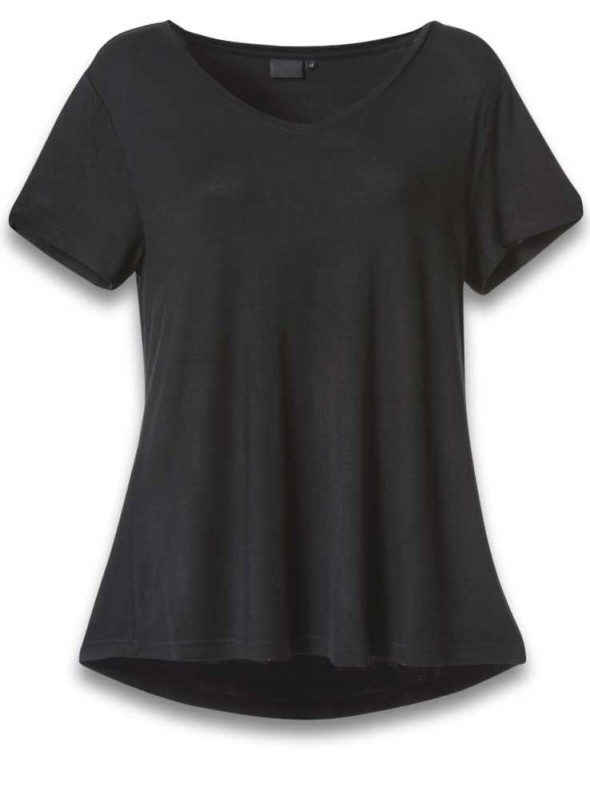 Bambu enfärgad svart top, kortärmad