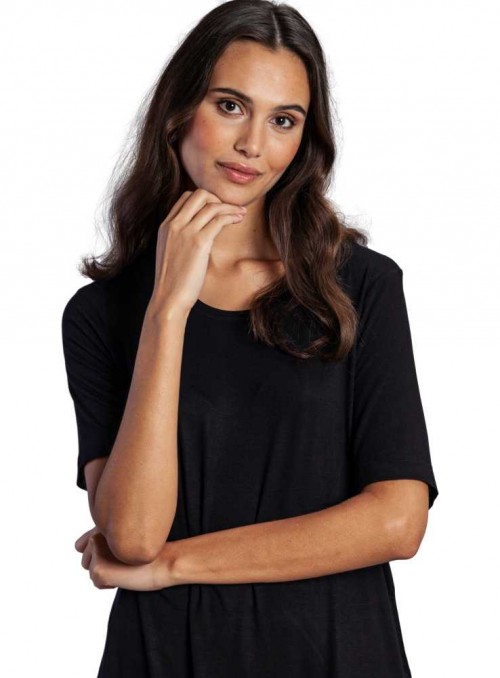 Bambu enfärgad svart top, kortärmad