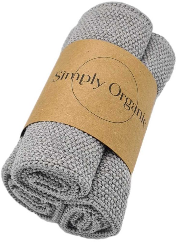 3 st ekologiska disktrasor i 100% bomull i pärlstickad Rock Grey