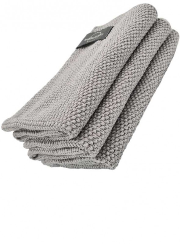 3 st ekologiska disktrasor i 100% bomull i pärlstickad Rock Grey