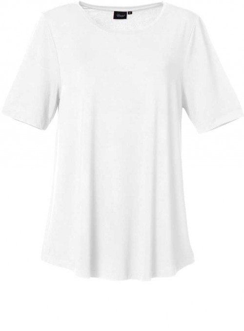 Bambu enfärgad vit damtopp, kortärmad