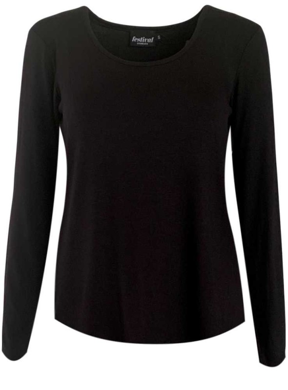 Bambu trikå blus, lång arm, svart