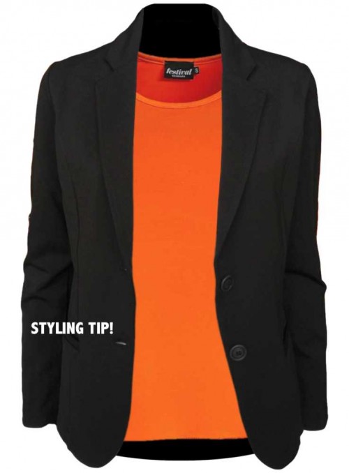 Bambu trikå blus, lång arm, orange