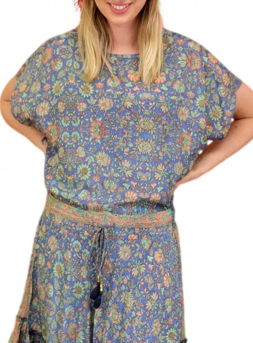 Blus Luna Blouse av sari-stof från Black Colour