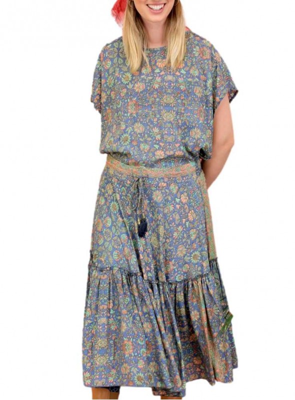 Blus Luna Blouse av sari-stof från Black Colour