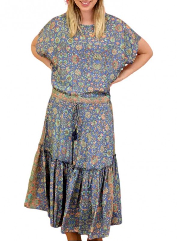 Blus Luna Blouse av sari-stof från Black Colour