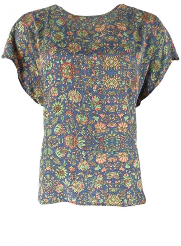 Blus Luna Blouse av sari-stof från Black Colour