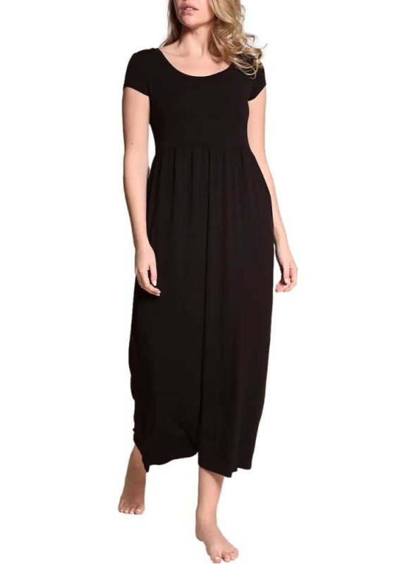 Bambu maxi-klänning med fickor Baby Doll Black