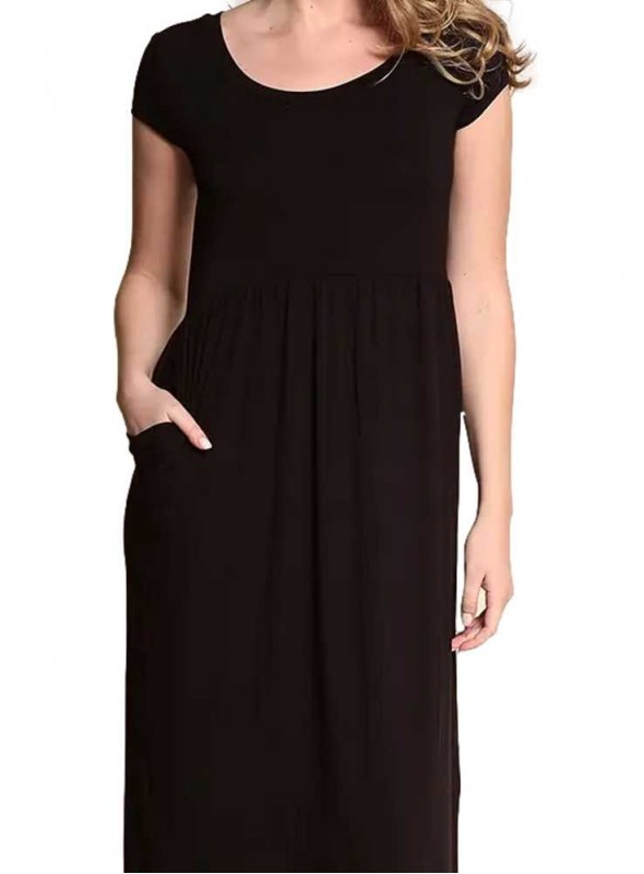 Bambu maxi-klänning med fickor Baby Doll Black