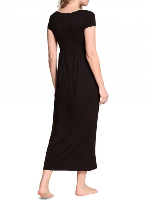 Bambu maxi-klänning med fickor Baby Doll Black