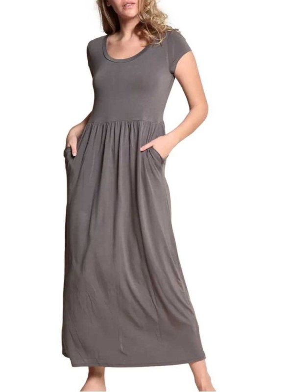 Bambu maxi-klänning med fickor Baby Doll Grey