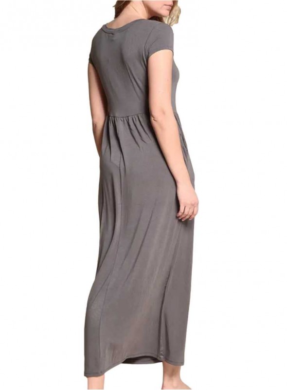 Bambu maxi-klänning med fickor Baby Doll Grey