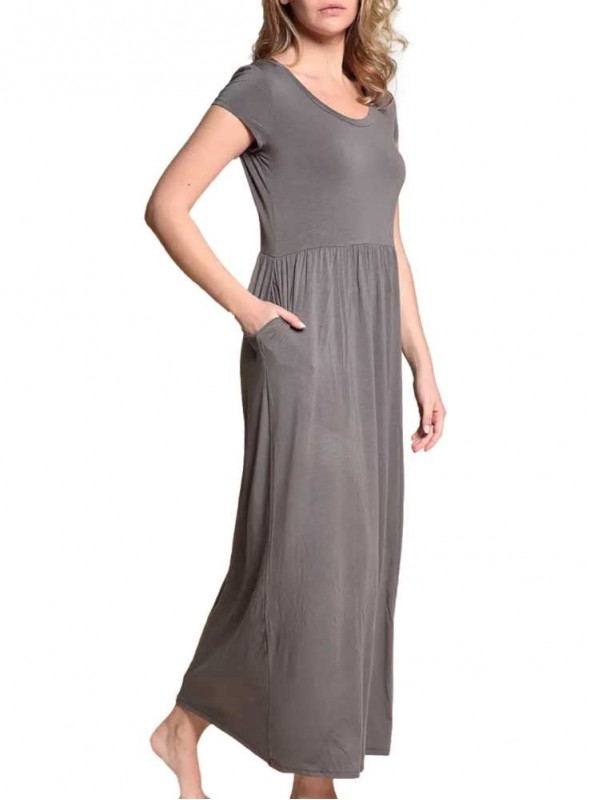 Bambu maxi-klänning med fickor Baby Doll Grey