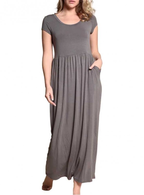 Bambu maxi-klänning med fickor Baby Doll Grey