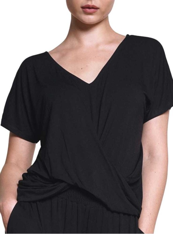 Bambutopp kortärmad Twist Top Black