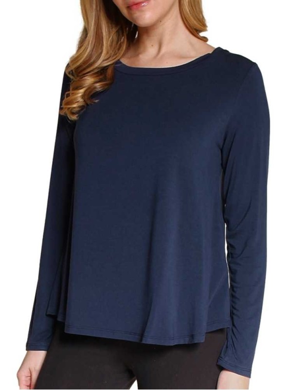 Bambublus med lång ärm Classic Flare Navy