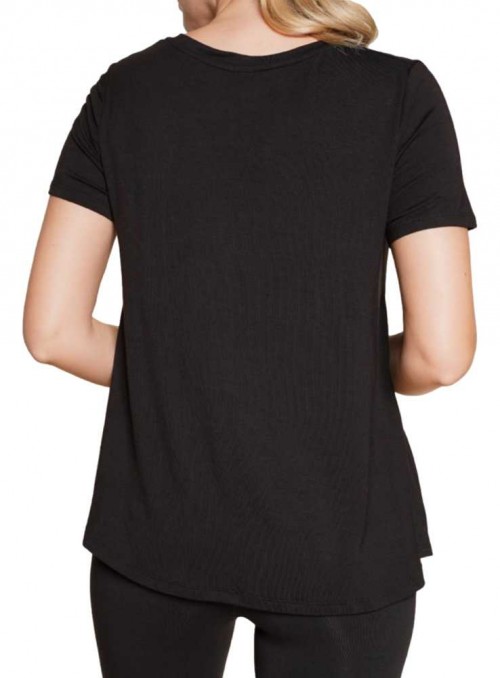 Bambublus med kort ärm V-neck Classic Black