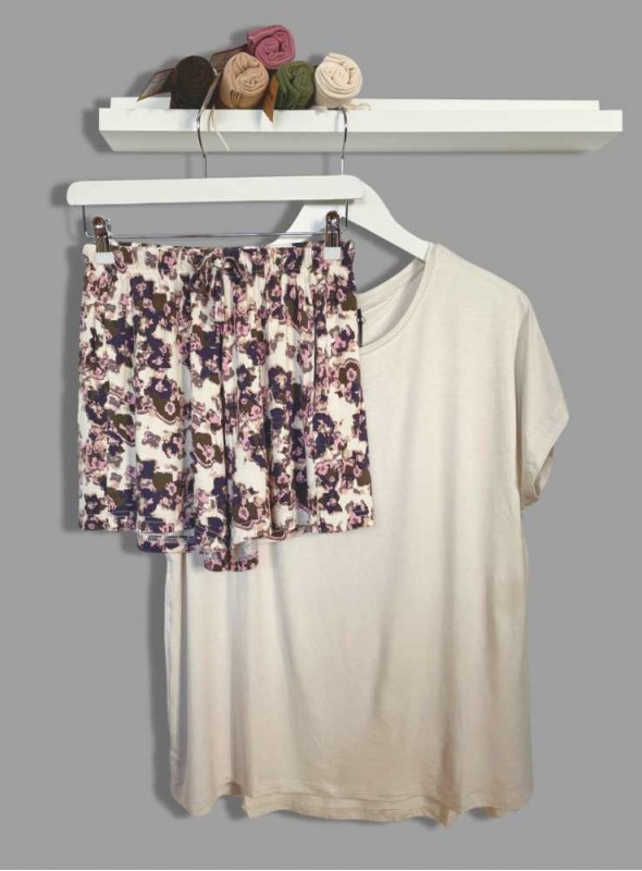 Trikåshorts av bambu mönstrad