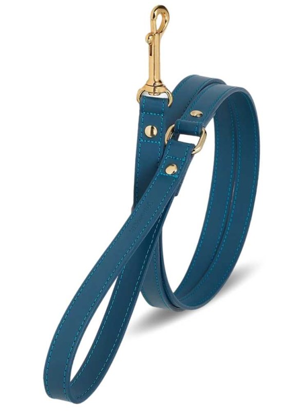 Läderkoppel med mässingsdetaljer, blå