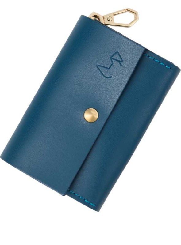 Hundpåsehållare i italienskt läder, blå